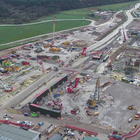 An aerial shot of a construction site 